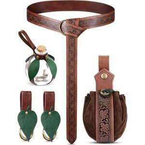 Renaissance Belt Accessories Leather Potion Bottles Medieval Costume Set